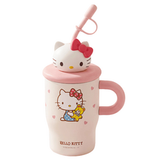 StarR 산리오 캐릭터 피규어 스트로우 핸들 텀블러 3535, 1개, 500ml, 헬로 키티 1개, 500ml, 헬로 키티