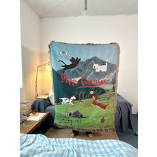 자작 소형 강아지 인테리어 니트 러그 단일 소파 담요, 1개, 강아지 놀이터 라인 담요 (세로형 두꺼운)