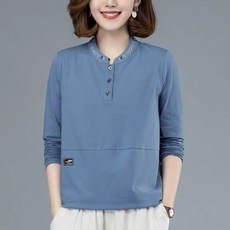 기질 여성복 긴팔 여성 티셔츠 헐렁한 외투 중노년 어머니 초 상의 탱크 탑 셔츠