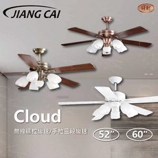采藝燈飾 將財JIANG CAI 60吋 古銅 牙白 胡桃紋 靜音 低溫 輕量 無線變速遙控吊扇, F66-501 / 紅古銅(AC),52"吋