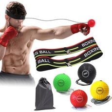 CYSFETENA PU 복싱 리플렉스 볼 4개 조절 가능한 복싱 볼 헤드밴드 2개 보관 파우치 1개 스레딩 바늘 1개 손과 눈의 협응력 향상을 위한 성인용 휴대용 펀칭볼, CYSFETENA PU 복싱 리플렉스 볼 4개, 조절