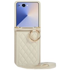 三星Z Flip7小香風菱格紋手機殼附掛繩卡套金屬環多功能保護套