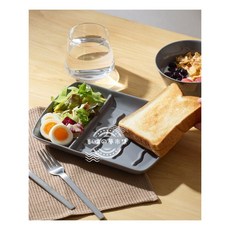 凱倫の夢市集-日本代購-深灰色分隔餐盤/吐司盤，日式簡約風，分隔設計，健康飲食, 1個