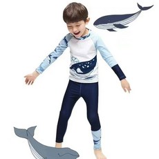 兒童長袖泳衣泳褲 溫泉泳裝 男童泳衣泳褲 卡通造型 舒適快乾