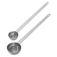라이페니 2PCS 커피 스쿱 세트(1큰술 2큰술) 엑스트라 롱 핸들 계량 스푼 15ml 및 30ml 스테인리스 스틸, 1개