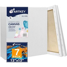 페인팅용 스트레치 캔버스 30.5 x 30.5cm(12 12인치) 7팩 283.5g(10온스) 3중 밑칠 중성 100% 면 무지 캔버스 유화 아크릴 붓기 및 습식 아트 미디