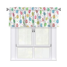 Miaoquhe 부활절 달걀 주방 밸런스 137.2cm x 45.7cm(54 18인치) 다채로운 색종이 조각 계란 짧은 커튼 창문 봄 농가 소형 처리 봉 포켓 휴일 침실 거실