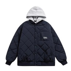 겨울 커플용 두꺼운 분리형 후드 야구 패턴 남녀 겨울용 아우터