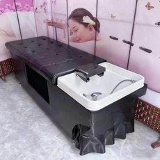 베드 업소용 헤드스파 물순환 샴푸대 마사지샵용 샴푸체어, 화이트 블랙 스툴 없음, 1개, 기본 색상
