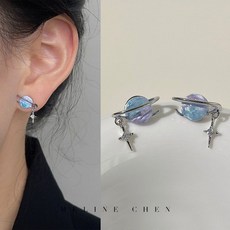 그라데이션 블루행성 귀걸이 커플 피어싱 기념일 선물