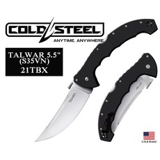 美國Cold Steel冷鋼巨型折刀TALWAR 5.5吋S35VN粉末鋼G10柄附背夾, 1個, 黑色