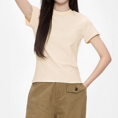 크롭티 무지 기본 라운드넥 반팔티 스판 면 반팔 세미크롭티