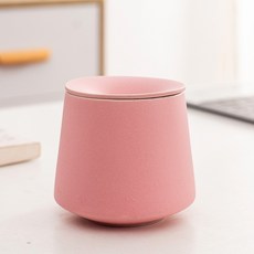DFMEI 圍爐煮茶菸灰缸陶瓷防風帶蓋家用商務創意, 1個, 粉紅色:如圖