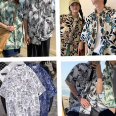 남성 하와이안 셔츠 루즈핏 오버핏 반팔 남성 비치 셔츠 여름 코타키나 레몬트리 휴양지 꽃무늬 웨어 여성