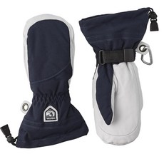 Hestra 여성용 엑스트라 웜 스키 장갑: 헬리 가죽 겨울 추운 날씨 파우더 장갑 그레이/오프 화이트 6, 5, 네이비/오프화이트