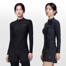 오로라선데이 여성 올블랙 집업 래쉬가드 5종 세트 체형커버 수영복, 5XL 5XL