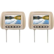 Astibym 2pcs Universal 7 in HD 자동차 헤드레스트 LCD 비디오 플레이어 무선 컨트롤 MP5 디스플레이 브라운