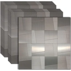 30x30cm 1개 알루미늄 메탈 타일 셀프 접착식 백스플래시 붙이고 떼는 방식 열/기름 저항성 주방 스토브 캐, QA2_1pcs(30x30cm)