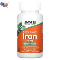 NOW 나우 철분 아이론 Iron 36mg 에센셜 미네랄 90정, 1개