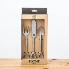 【日本AOYOSHI青芳製作所】仿舊不鏽鋼CAMP餐具組A1《屋外生活》戶外 露營 工業風 餐具組 野餐, 1個