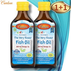 칼슨 어린이 키즈 오메가3 피쉬 오일 200ml 2병 비타민E EPA DHA 천연 레몬