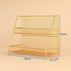 【開發票/統編】花藝置物架展示架 花束綵帶絲帶收納架 蛋糕緞帶專用展示架 多層次可調式分隔花架子, 金色雙層中號【人氣款】, 1個