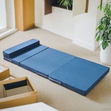 접이식 단단한 1인 매트리스 4단 삼중 폴더 데이베드 쉬는 찜질방매트 낮잠 쿠션 손님, 60x200cm(베개 업그레이드), 레이크블루 8cm