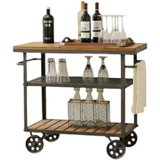원목트롤리 주방 엔틱 카트 원형 트레이 빈티지 웨건 이동식, 단일 문, 1개, 70x40x80cm