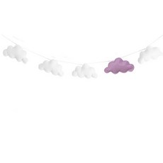 北歐風毛氈雲朵串壁掛, 五朵雲串紫色