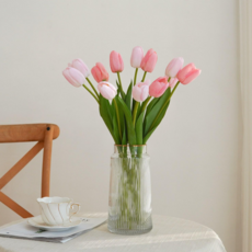 다이리슨 프리미엄 튤립 조화 12송이 홈데코 촬영 소품 감성 선물 꽃다발, 연핑6+핑크6, 12개