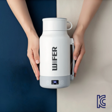 1000ml 대용량 휴대용 전기포트 가열식 텀블러 온도조절, 화이트