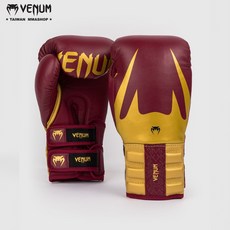 Venum Reverso 拳擊手套 踢拳 泰拳 真皮拳套, 1個, 14oz, 紅/金