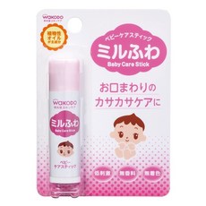 WAKODO 和光堂 Milfuwa Baby Care Stick 嬰兒護唇膏, 1個, 潤澤高效保濕護唇膏 5g