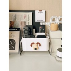 電視空調遙控器收納盒 桌面雜物整理盒, 無具體規格, 白色+狗頭貼遙控器收納盒