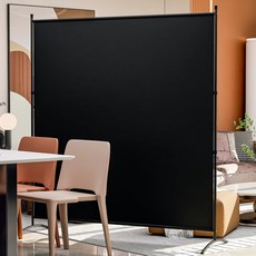 방 칸막이 63W x 71H 대형 단일 패널 칸막이용 개인정보 보호 화면 휴대용 사무실 학교 분리기용 독립형 패브릭 벽, Black, 1 Panel, Black