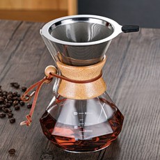 SoBuy 다이아몬드형 핸드드립 커피포트 세트, 포트 + 스트레이너, 1세트, 600ml