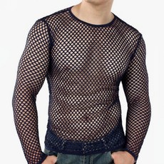 티큐 남성 바캉스 비치웨어 페스티벌 망사 시스루 긴팔 티셔츠 W772