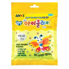 아모스 탱탱 아이 클레이 50g 야광 노랑 슬라임 만들기 아이클레이 점토 공예 재료 촉감놀이 미술 수업, 단품