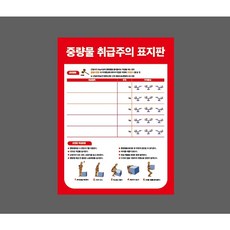 중량물 취급주의 취급품목 무게 무게중심 표기 안전한 작업방법 빨간색바탕 9382148395 10135 스티커, 1개, 표지판
