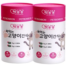 펫봉봉 NEW 짜먹는 고양이 간식 습식 고양이 스틱 대용량 60P, 2개, 900g, 참치(30)+연어(30)