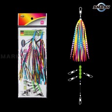 [스매쉬] 레인보우 문어채비 야광 타이스커트 2개 버림봉돌 채비, 1개