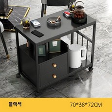 찻잔꽂이 마작용 작은 원목 사이드테이블 다도 디자인 찻상 인테리어용 이동식 협탁, 1인용, P_추출바퀴 블랙 70x38x72cm