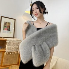 인조 밍크 케이프 숄 여우털 모피 퍼 칼라 디너 웨딩드레스 머플러