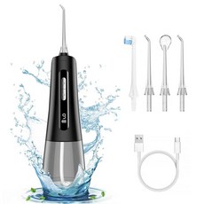 [위생용품 인증] 바유미키 9단계 수압조절 위생적인 항균 워터 구강세정기 MFDS 인증, 블랙, 1개, M139