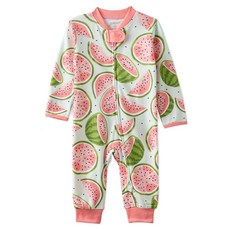 Butterblu Shadow Sleep & Play 100% 유기농 면 발 없는 지퍼 프론트 잠옷 파자마 Claw-some 3~6개월 182509, One in a Melon