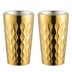 SoBuy 304 스테인리스 두꺼운 다이아몬드 무늬 물컵 450ml, 금, 2개