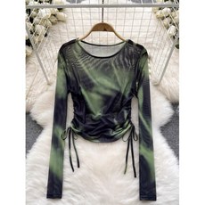 여성 댄스복 상의 라인댄스 티셔츠 슬림 긴팔 공연복 라틴 연습복 밸리