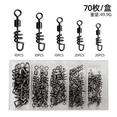 ShareShark 美式方便轉環 螺旋快速連接器 70件/盒 黑色 釣具配件, 1個