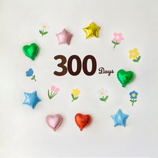 해피제이니 플라워 펠트 숫자 데이즈 하트 별 호일풍선 기념일 파티세트, 1세트, 플라워 풍선세트 300데이