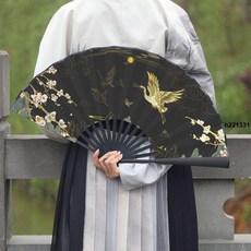古風扇2025新款10寸扇子古風雙面折扇國風折疊扇學生絹布霸氣漢服古裝扇, 青龍飛,2025新爆款正品上市高端精美古風扇雙面, 1個